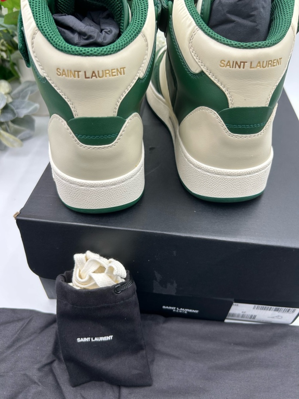 Men's Saint Laurent LAX high top leather sneakers size 42/9 US made in Italy - Picture 7 of 12